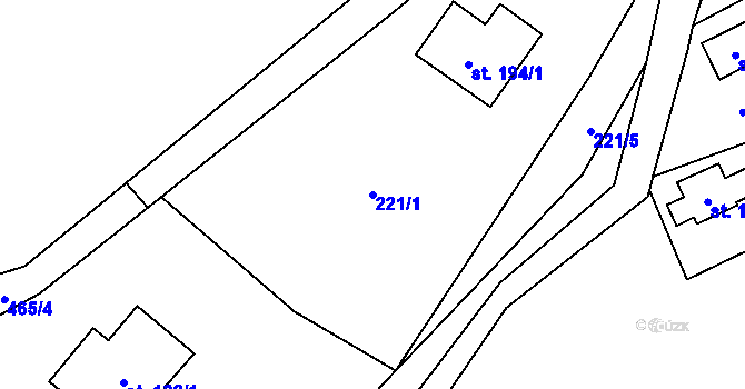 Parcela st. 221/1 v KÚ Pustověty, Katastrální mapa
