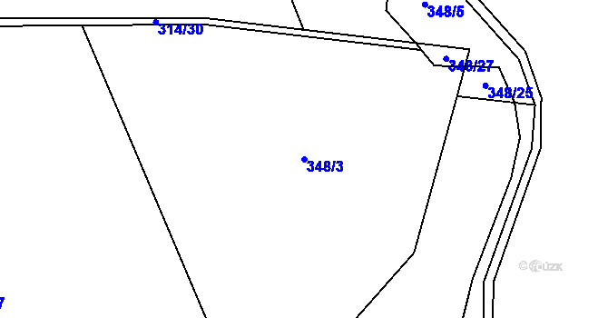 Parcela st. 348/3 v KÚ Pustověty, Katastrální mapa