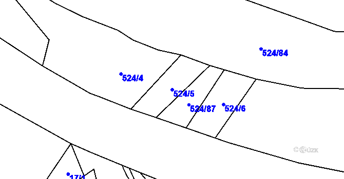 Parcela st. 524/5 v KÚ Pustověty, Katastrální mapa
