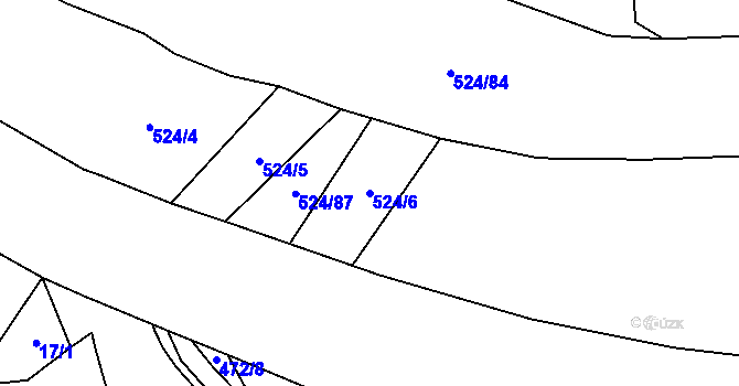Parcela st. 524/6 v KÚ Pustověty, Katastrální mapa