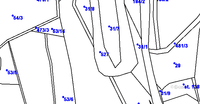 Parcela st. 527 v KÚ Pustověty, Katastrální mapa