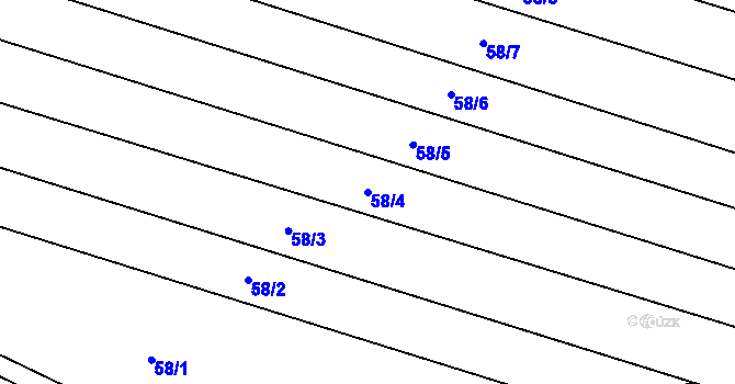 Parcela st. 58/4 v KÚ Pustověty, Katastrální mapa