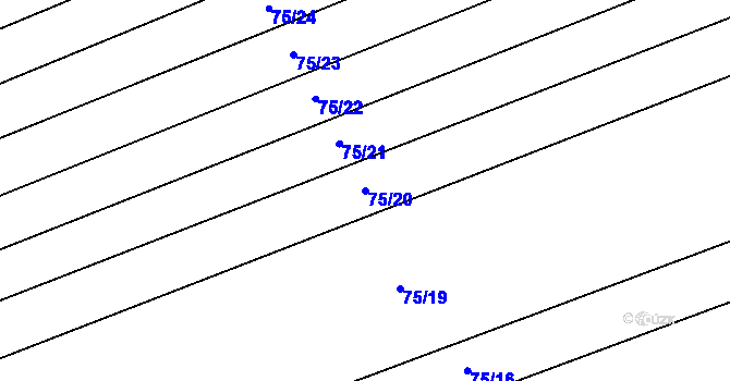 Parcela st. 75/20 v KÚ Pustověty, Katastrální mapa