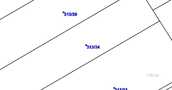 Parcela st. 313/34 v KÚ Pustověty, Katastrální mapa