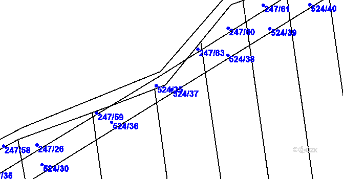 Parcela st. 524/37 v KÚ Pustověty, Katastrální mapa