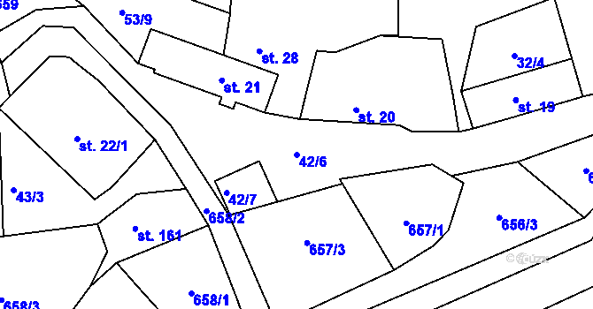 Parcela st. 42/6 v KÚ Pustověty, Katastrální mapa