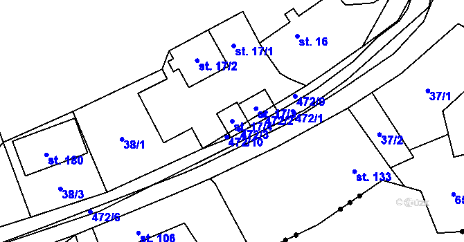 Parcela st. 17/4 v KÚ Pustověty, Katastrální mapa