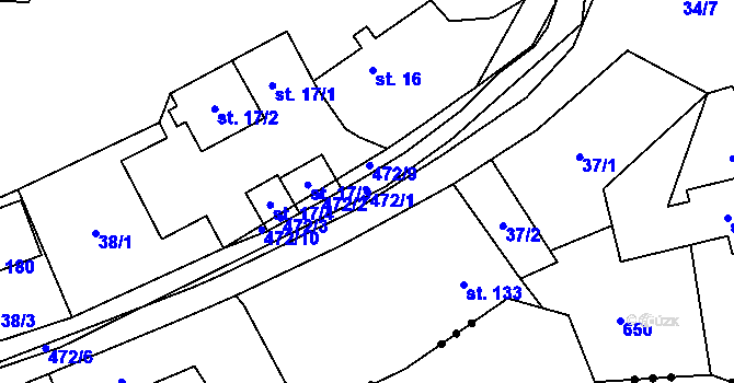 Parcela st. 472/1 v KÚ Pustověty, Katastrální mapa