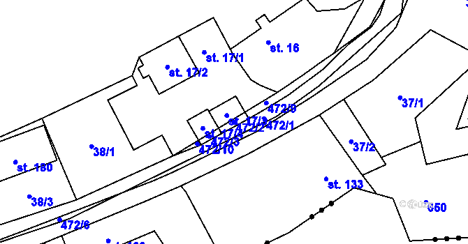 Parcela st. 472/2 v KÚ Pustověty, Katastrální mapa