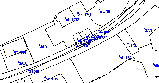 Parcela st. 472/3 v KÚ Pustověty, Katastrální mapa