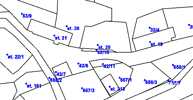Parcela st. 42/10 v KÚ Pustověty, Katastrální mapa