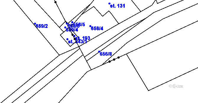 Parcela st. 656/8 v KÚ Pustověty, Katastrální mapa
