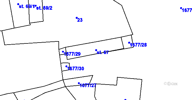Parcela st. 67 v KÚ Putim, Katastrální mapa