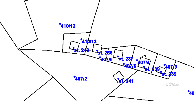 Parcela st. 236 v KÚ Putim, Katastrální mapa