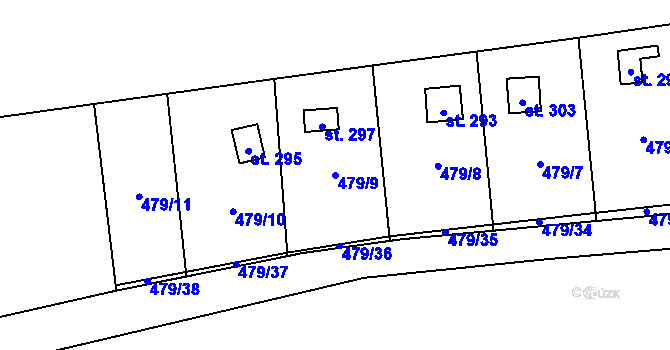 Parcela st. 479/9 v KÚ Putim, Katastrální mapa