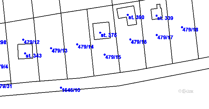 Parcela st. 479/15 v KÚ Putim, Katastrální mapa