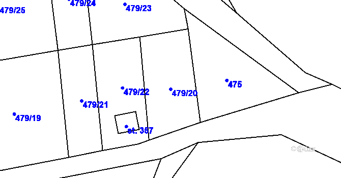 Parcela st. 479/20 v KÚ Putim, Katastrální mapa