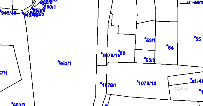 Parcela st. 1678/15 v KÚ Putim, Katastrální mapa