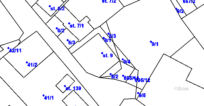 Parcela st. 9 v KÚ Putimov, Katastrální mapa