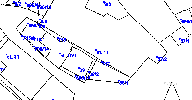 Parcela st. 11 v KÚ Putimov, Katastrální mapa