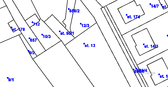 Parcela st. 13 v KÚ Putimov, Katastrální mapa