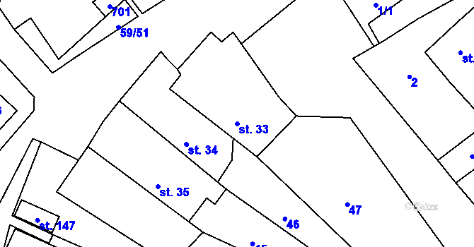 Parcela st. 33 v KÚ Putimov, Katastrální mapa