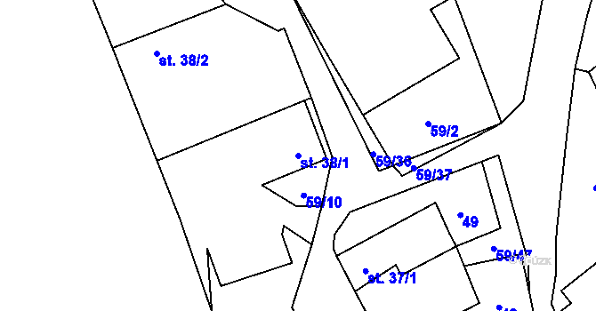 Parcela st. 38/1 v KÚ Putimov, Katastrální mapa