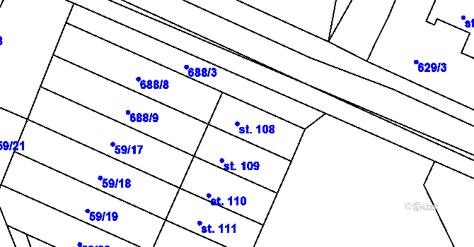 Parcela st. 108 v KÚ Putimov, Katastrální mapa