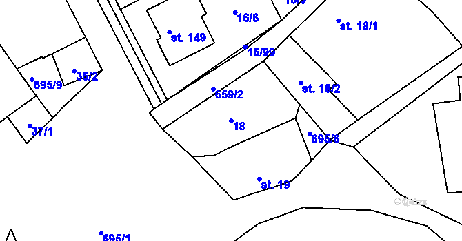 Parcela st. 18 v KÚ Putimov, Katastrální mapa