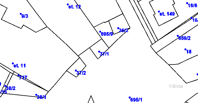 Parcela st. 37/1 v KÚ Putimov, Katastrální mapa