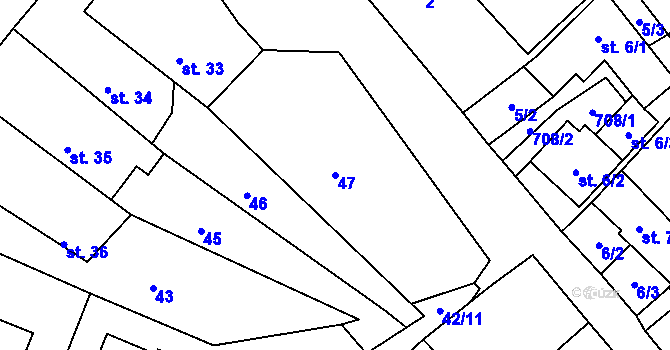 Parcela st. 47 v KÚ Putimov, Katastrální mapa