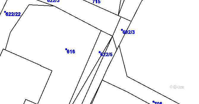 Parcela st. 622/5 v KÚ Putimov, Katastrální mapa