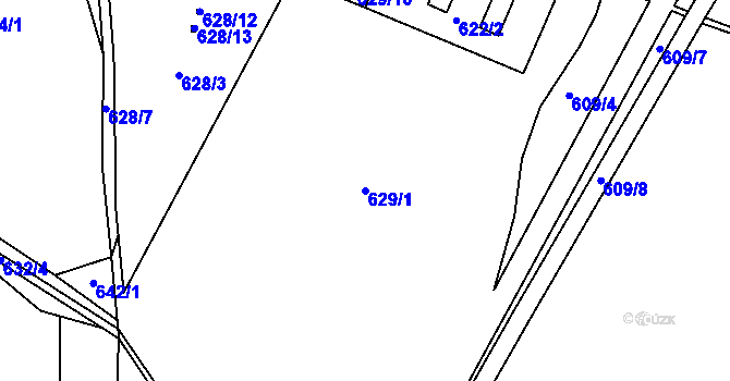 Parcela st. 629/1 v KÚ Putimov, Katastrální mapa
