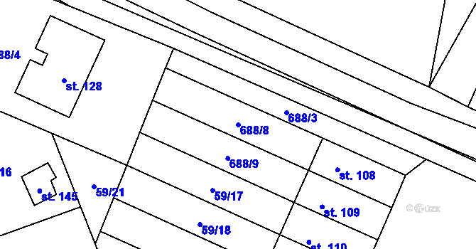 Parcela st. 688/8 v KÚ Putimov, Katastrální mapa