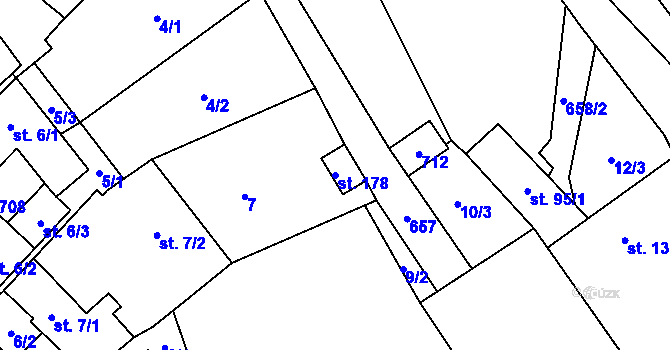 Parcela st. 178 v KÚ Putimov, Katastrální mapa