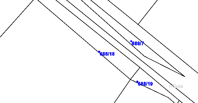 Parcela st. 688/18 v KÚ Putimov, Katastrální mapa