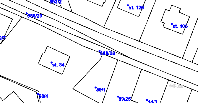 Parcela st. 688/28 v KÚ Putimov, Katastrální mapa