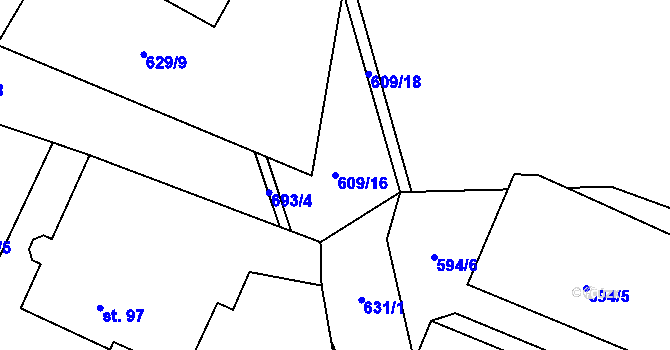 Parcela st. 609/16 v KÚ Putimov, Katastrální mapa