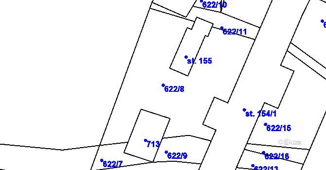 Parcela st. 622/8 v KÚ Putimov, Katastrální mapa