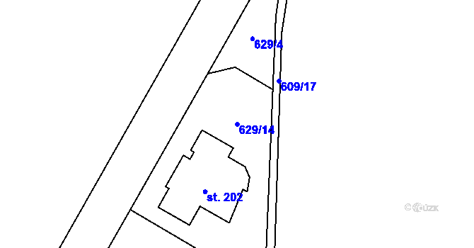 Parcela st. 629/14 v KÚ Putimov, Katastrální mapa
