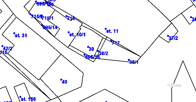 Parcela st. 38/2 v KÚ Putimov, Katastrální mapa