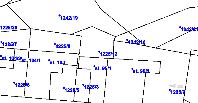 Parcela st. 1225/12 v KÚ Pyšel, Katastrální mapa