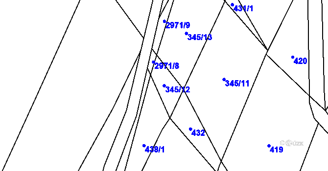 Parcela st. 345/12 v KÚ Pyšel, Katastrální mapa