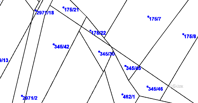 Parcela st. 345/30 v KÚ Pyšel, Katastrální mapa