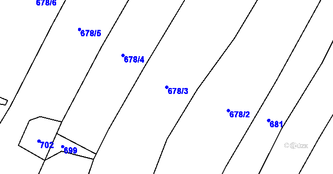 Parcela st. 678/3 v KÚ Pyšel, Katastrální mapa