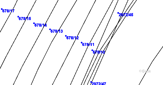 Parcela st. 678/11 v KÚ Pyšel, Katastrální mapa