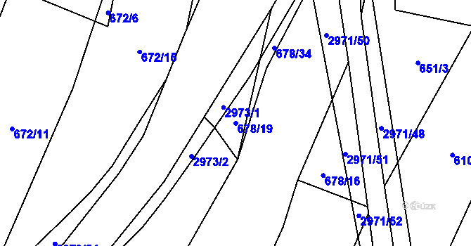 Parcela st. 678/19 v KÚ Pyšel, Katastrální mapa