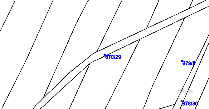 Parcela st. 678/29 v KÚ Pyšel, Katastrální mapa