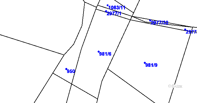 Parcela st. 981/6 v KÚ Pyšel, Katastrální mapa