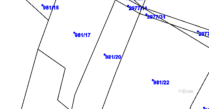 Parcela st. 981/20 v KÚ Pyšel, Katastrální mapa